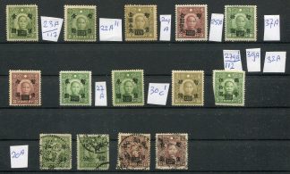 Jap. Besetzung, 1945, Zentralchina, 13 Marken, * + gest., Michel Seite 121/122, siehe Scan